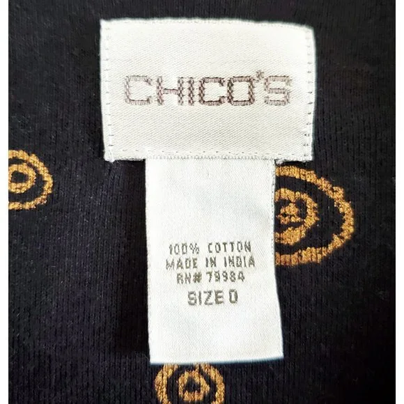 Chico's Womens African Ethnic Print Africa 3/4 Sleeve Jersey Shirt Top XS/S - Picture 4 of 8